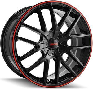 Touren TR60 17x7.5 5x112/5x120 +42mm Black/Red Wheel Rim 17" Inch