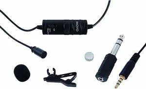 Movo LV1 Lavalier Lapel Clip-on Omnidirectional Condenser Microphone for Cameras, Camcorders & Smartphones (Including Apple iPhone, iPad, Samsung Galaxy & Note, etc)