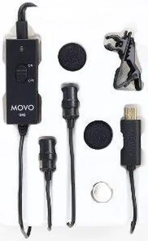 Movo GM2 Dual-Capsule Battery Powered Lavalier Lapel Clip-on Omnidirectional Condenser Microphone for GoPro HERO3, HERO3+ and HERO4 Black, White and Silver Editions