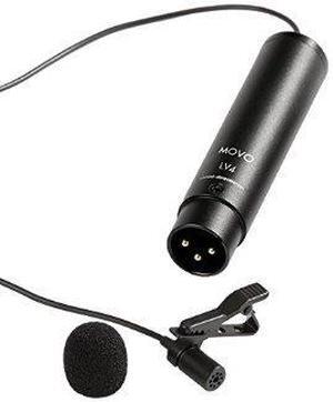 Movo LV4-O XLR Phantom Power Lavalier Omnidirectional Microphone, with Lapel Clip and Windscreen