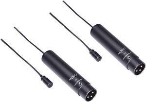 Movo LV4-O2 XLR Phantom Power Lavalier Omnidirctional Microphone, with Lapel Clips and Windscreens (2 Pack)