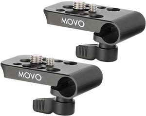 Movo CAB1000 15mm Modular Rod Clamp Adapter - Mounts Cameras, Monitors, Recorders to Rigs with Multiple 1/4" & 3/8" Male/Female Mounting Threads (2 Pack)