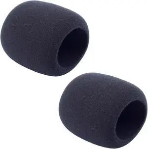 Movo F33 Acoustic Foam Microphone Windscreen (2 Pack) for Large Diameter Handheld Mics & Portable Recorders (Inner Size: 46mm Diameter x 66mm Length)