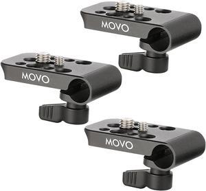 Movo CAB1000 15mm Modular Rod Clamp Adapter - Mounts Cameras, Monitors, Recorders to Rigs with Multiple 1/4" & 3/8" Male/Female Mounting Threads (3 Pack)