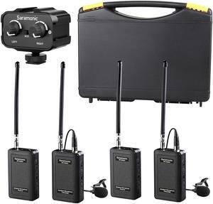 Saramonic Wireless VHF Lavalier Microphone Bundle with 2 Bodypack Transmitters, 2 Receivers, & 2-Ch Mixer for DSLR Cameras, Camcorders & More - 200' Wireless Transmission Range (Black/Black)