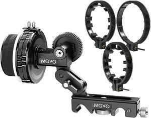 Movo F2X Precision Follow Focus System with Hard Stops & 66mm, 77mm & 88mm Adjustable Gear Rings
