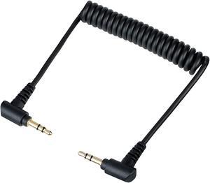 Movo MC1 3.5mm Male Stereo TRS to 3.5mm Male Stereo TRS Output Connector Cable - Connects Audio Mixers/Microphones to Camera/Recorders (Coiled Patch Cable)