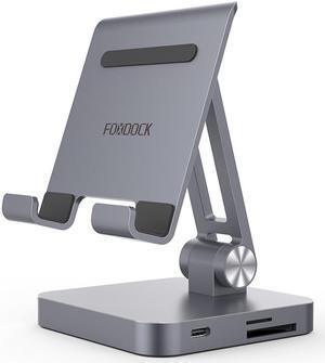 Upgraded USB C Hub Stand, FOXDOCK iPad Pro Dock Station Adapter Dongle with 4K HDMI, PD Charging, SD/Micro SD Card Reader, USB 3.0 & 3.5mm Headphone Jack for iPad Pro 11 12.9 Samsung Galaxy Tab S4,S5e