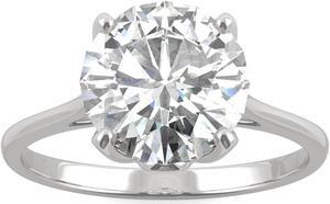 14K White Gold Moissanite by Charles & Colvard 9mm Round Engagement Ring-size 5 2.70ct DEW