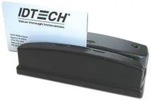 IDTech Omni WCR3227-600US Heavy Duty Slot Reader for Barcodes and/or MagStripes, Visible Red 660nm, Sealed, USB-RS232, Emulation - Black