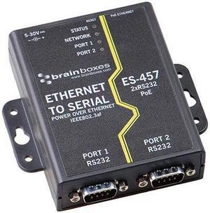 Brainboxes ES-457 2 Port RS232 PoE Ethernet to Serial Adapter