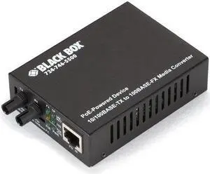 Black Box PoE PD Media Converter 10Base-T/100Base-TX to 100Base-FX Multimode ST
