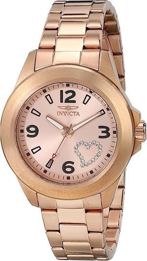 Invicta Women's 17934 Angel Rose Gold-Tone Watch with White Crystal Heart o...