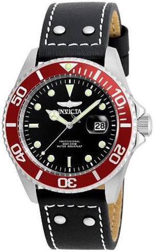 Invicta Men's 'Pro Diver' Quartz Stainless Steel and Leather Watch, Color:Black (Model: 22073)