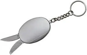 Mini Keychain Multi-Tool Knife Blade, File, Bottle Opener - Silver