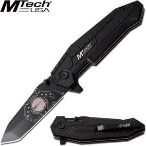 Folding Knife Mtech Black Biohazard Tanto Blade Ball Bearing Pivot Tactical EDC