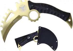 Tactical Knife | Wartech 8.25" Overall Full Tang Gold Combat Military Karambit