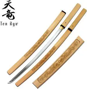 JAPANESE SAMURAI SWORD | Ten Ryu Handmade Natural Wood Dragon Carbon Steel Blade