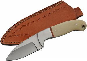 Hunting Knife | Full Tang Bone Handle Skinner Blade 7" Overall + Leather Sheath