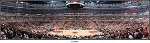 NBA Chicago Bulls United Center 1997 Finals Foul Shot  Playoff Game 2 - 13.5x39 Panoramic Poster. Deluxe Double Matted with Black Metal Frame #3003