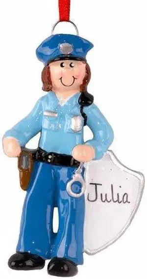 Police woman Personalized Christmas Tree Ornament
