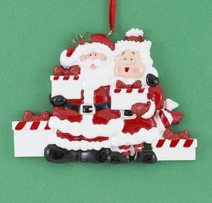 Mr. & Mrs. Santa with 3 Gifts Personalized Christmas Tree Ornament