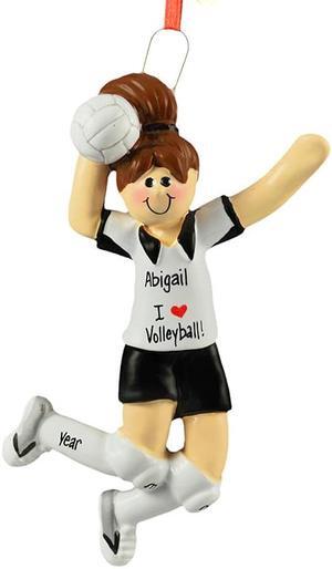Volley Ball Girl Brown Personalized Christmas Tree Ornament