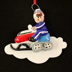 Snowmobile Boy Personalized Christmas Tree Ornament