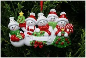 Snow Family 5 Personalized Christmas Tree Ornament
