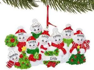 Snow Family 8 Personalized Christmas Tree Ornament
