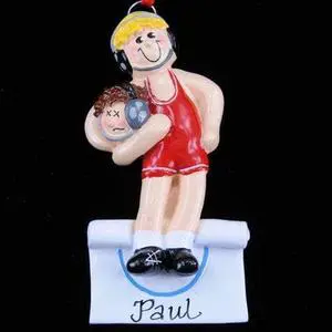 Wrestler Boy Blonde Personalized Christmas Tree Ornament