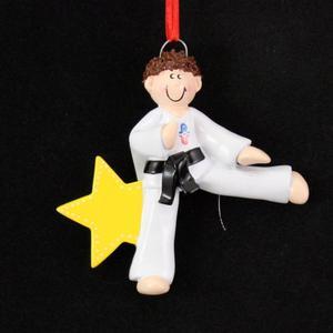 Karate Boy Brown Personalized Christmas Tree Ornament