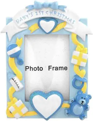 Baby's 1st Photo Blue Personalized Christmas Tree Ornament