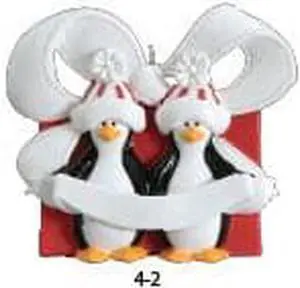 Penguin Family 2 Personalized Christmas Tree Ornament