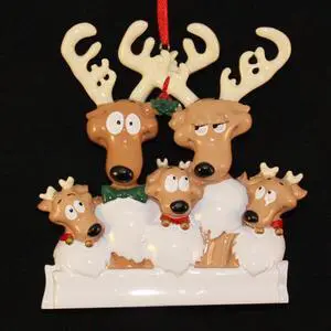 Reindeer Family 5 Personalized Christmas Tree Ornament