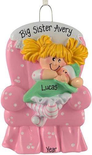 Big Sis Chair Blonde Personalized Christmas Tree Ornament
