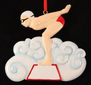 Boy Swimmer Personalized Christmas Tree Ornament