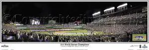 Chicago Cubs 2016 WS Game 3 Wrigley Field w/Game Inserts - 13.5x39 Panoramic Poster. Frame Dimensions 13.5x39 with Black Metal Frame #2114
