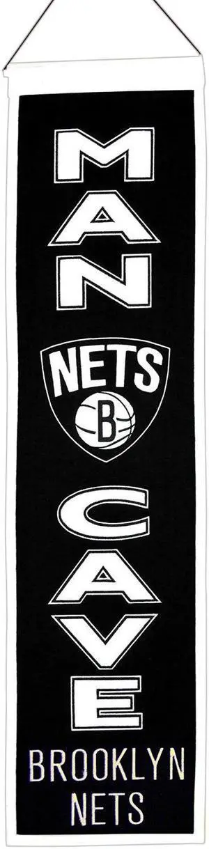 Brooklyn Nets - 8"x32" Heavy Wool with Embroidery Sport Team Logo Unframed Man Cave Banner #3003
