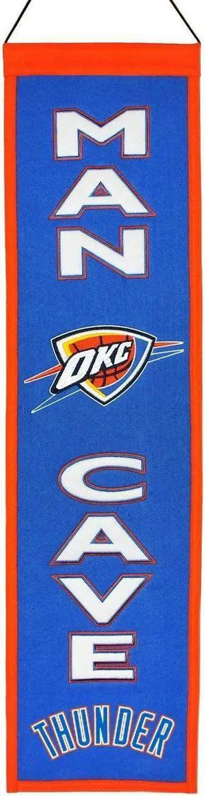 Oklahoma City Thunder - 8"x32" Heavy Wool with Embroidery Sport Team Logo Unframed Man Cave Banner #3021