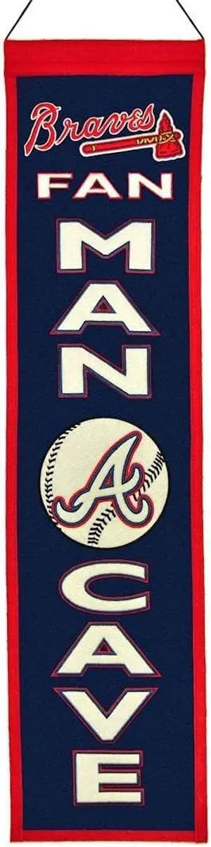 Atlanta Braves - 8"x32" Heavy Wool with Embroidery Sport Team Logo Unframed Man Cave Banner #2002
