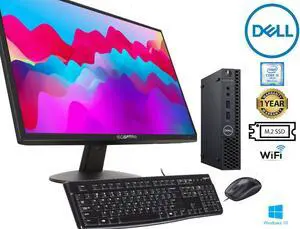 Dell 3060 Micro Desktop 8TH GEN I5-8500T 8G RAM 256SSD M.2 SSD- 22" FHD MONITOR - LOGITECH KEYBOARD - MOUSE WIN 10 PRO