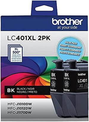 Brother Genuine LC401XL High Yield 2-Pack Black Ink Cartridges