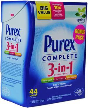 Purex Complete 3 In 1 Laundry Refill Big Value 44 Sheets Spring Oasis Scent 44 Sheets
