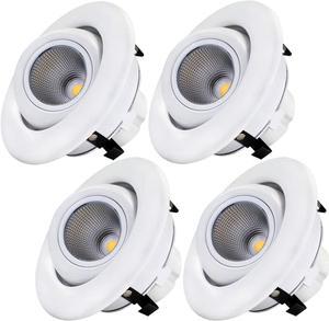 Sun & Star 4 Inch Dimmable Gimbal LED Recessed Lighting Fixture, Directional Retrofit Downlight, 3000K Warm White, CRI90+, 10W(75W Equiv.) Energy Star & UL-Listed, Pack of 4