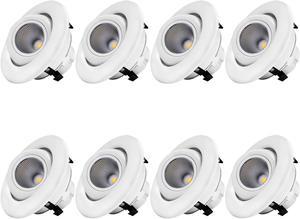Sun & Star 8-Pack 4 Inch Dimmable Gimbal LED Recessed Lighting Fixture, Directional Retrofit Downlight, 4000K Cool White, CRI90+, 10W(75W Equiv.) UL-Listed