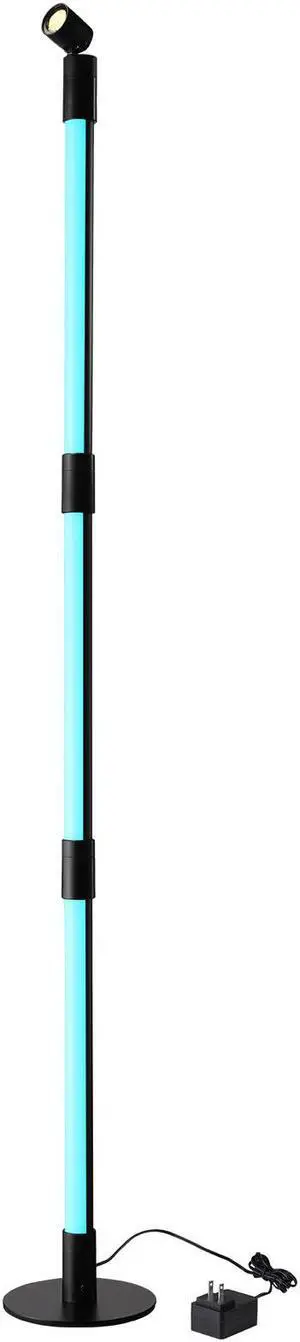 LEONLITE LED Floor Lamp with Spotlight, 360° RGBW Floor Tree Light with Music Sync, Remote Control, Corner Available