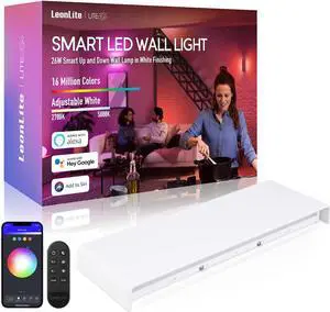 LEONLITE 15.8IN LED Wall Sconce RGBCW & 5000K-2700K, Dimmable 26W Aluminum Up Down Modern White,AC 100-265V Indoor & Outdoor IP65 for Bedside Mirror Party Decor, 50,000hrs Lifespan