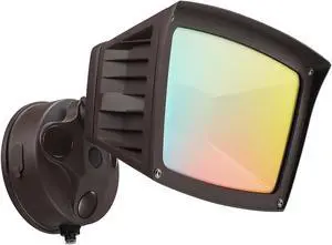 LEONLITE LED 3CCT Flood Light Dusk to Dawn, 40W Sensor Security Light, 3000K/4000K/5000K Selectable, Adjustable Head, Bronze