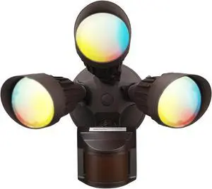 LEONLITE 3CCT LED Motion Sensor Security Light, Dusk to Dawn Outdoor Flood Light, 37.5W(300W Eqv.), 3000K/4000K/5000K Selectable, Bronze